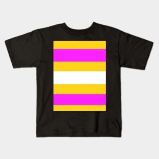 Yellow, Pink & White Stripe Kids T-Shirt